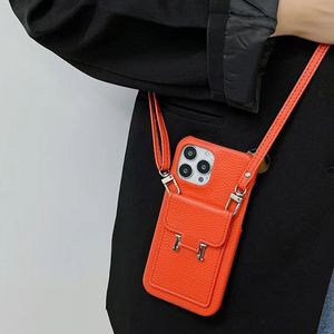 Mulheres Crossbody Bag Designer Phone Case para iPhone 15promax 14promax 11 12 13 Promax Xr 13mini Carteira Titular do cartão Casos Repo Leather Phone Cover