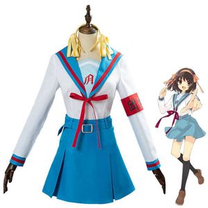 Cosplay Trajes de Anime Suzumiya Haruhi Jk Uniforme Role Playing Anime No Yuutsu Girls Top Ski Clothing Peruca Halloween Carnaval Roupas de Halloween Role PlayingC24321