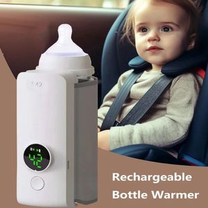Aquecedor de garrafas recarregável, 6 níveis de ajuste de temperatura, acessórios de alimentação de leite materno, aquecedor portátil de garrafas de bebê 240315