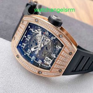 RM Watch Movement Watch Nice Watch RM010 Rose Gold Original Diamond Inlaid 남자 패션 레저 비즈니스 스포츠 기계 손목 시계