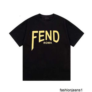 Designer Rätt version 1.1fd F Double FF Yellow Letter Tryckt Rund hals Kort ärm T-shirt för män och kvinnor Paris åsna 1vjnwi