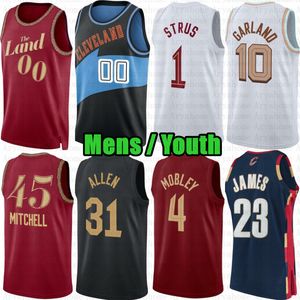 Custom Mens Youth Donovan Mitchell Basketball Jersey Darius Garland Evan Mobley Jarrett Allen Clevelands Cavalier Isaac Okoro Max Strus Dean Wade Caris LeVert City