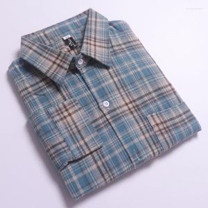 Mäns casual skjortor Spring Men Plaid långärmad knapp Hip Hop -kontroll Vintage Bluses 2024 Streetwear Harajuku Fashion Hispter