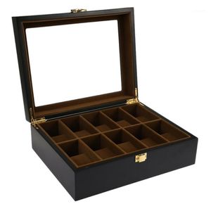 Caixas de relógio casos 10 grades caixa de madeira exibição de jóias titular de armazenamento organizador caso dispay box1274t