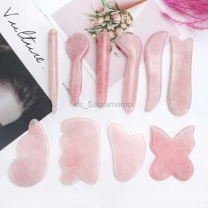 Ansiktsmassager Natural Rose Quartz Jade Guasha Board ansiktshårmassage ansiktshår rosa kvarts massage ansiktsförbättring sten guasha skrapa 24321