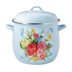 Pioneer Woman Sweet Rose 12-Quart Emamel på Steel Stock Pot