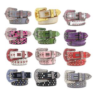 Fashion studded crystal fashion diamond belt Casual woman Leather designer for man lady belts Mens rock Luxurys rhinestone buckle punk Belts High Quality