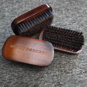 Hårborstar Ny ankomst MOQ 100 OEM Custom Logo Retro Beard Brush Premium Rec Trä ansiktsbehandling med naturligt vildsvinborst Amazon Supply f otnrl