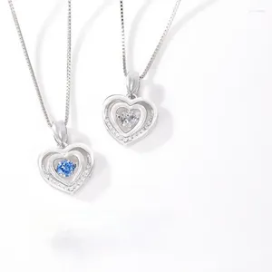 Kedjor koreanska mode charm smycken sterling silver safir med dig älskar halsband