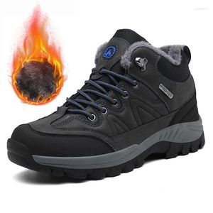 Fitness Shoes Plus Size 38-47 Men Thermal Snow Hiking Boots Fur Inside Male Warm Hunting Non-slip Youth Trekking Sneakers