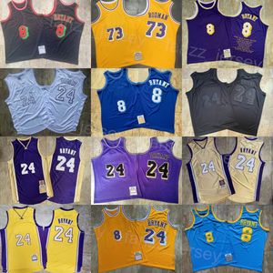 Basquete 1996 2008 Retro Bryant Authentic Jerseys 24 Vintage Dennis Rodman 73 Throwback 1997 1998 1999 2001 2002 2007 Camisa toda costurada para fãs de esporte Alto / Bom