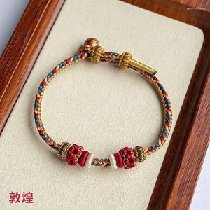 Браслеты-подвески Дуньхуан, соответствующий цвету, вязаный вручную браслет из веревки, удача, красный цвет
