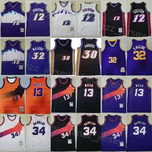 Basket Basketball Retro Charles Barkley Jerseys 34 John Stockton 12 Karl Malone 32 Carlos Arroyo 30 Steve Nash 13 Vintage Man Shirt Team Haft Oddychany haft oddychający