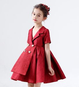 Sweet Red Satin V-Neck Short Flower Girl Dresses Girl's Pageant Dresses Girls Birthday/Party Skirt Girl Everyday dress Custom SZ 2-12 D321067