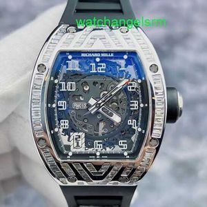 RM Zespół Casual Watch RM010 Automatyczny zegarek mechaniczny RM010 Zewnętrzny pierścień z T -Square Diamond Barrel w kształcie wydrążonego wybierania DAT DAT