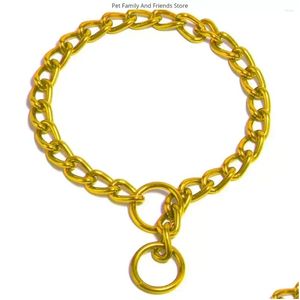 Hundhalsar Leases Gold Metal Chain Collar Slip Chains Pet Necklace Cuban Link Justerbar Training Choke för valp Stora hundar Drop de otijk