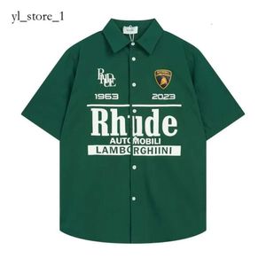 23SS Classic Rhude Camisa Verão Tecido Pesado Casal Designer de Moda Marca Polos Camisas Camiseta Homens Po para Mens Novo Estilo Camisa Polo de Alta Qualidade Tamanho EUA 4105