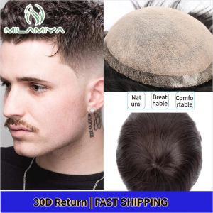 Toppers Toupee Uomo Parrucca di capelli naturali per uomo Toupee Parrucca da uomo Parrucche maschili per uomo Parrucchino Sistema capillare da uomo