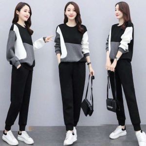 Color Blocking Fashion Casual Sports Set for Women's 2024 Spring and Autumn Season New Hoodies, Pants, and Oversized Women's Two-piece Set Trend