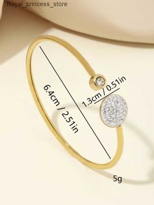Charm Bracelets Bangle A Simple And Fashionable Gift With An Open Brick Inlaid Stainless Steel Jewelry Gold-plated Exquisite Q240321