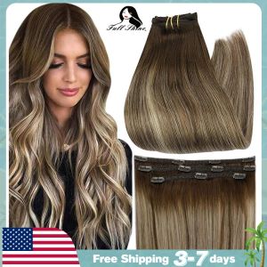 Extensions Full Shine Hair Clip in Hair Extensions Human Hair 50g 3st 100% Real Remy Human Hair Extensions Ombre Blonde Color Hairpins