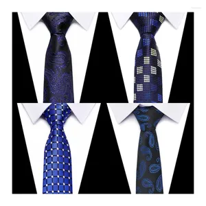 Bow Ties Fabrika Satışı Yüksek Sınıf 7.5 cm Güzel El Yapımı İpek Gravatas Koyu Mavi Giyim Aksesuarları Paisley Erkek Paskalya Günü