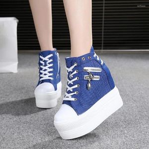 Casual Shoes klasyczny ukryte obcasy platforma trampki damskie oddychające klinowe płócienne kobiety butie damskie buty jesienne zapatos mujer