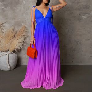 Modna elegancka zawiesina o wysokim poziomie rozmiarów z bez pleców seksowną gradient gradientu Kolor Długie sukienka 240320