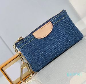 Portafoglio di design Portamonete con chiave in denim Portafogli lunghi con cerniera Borsa a mano Portafoglio da viaggio classico blu da donna