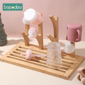 Rack de secagem de garrafa de bebê destacável, rack de secagem de drenagem de garrafa de alimentação infantil, suporte de copo de alimentação, caixa de armazenamento de madeira de bambu natural 240315