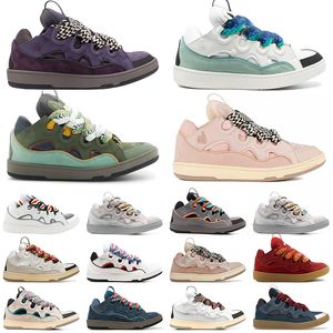 Designer di lusso Lanvinics Lanvinlities sneakers con cordolo in pelle scarpe casual da uomo donna pelle di vitello goffrata Stripe cotone elasticizzato Allacciate Scarpe basse casual Scarpe da ginnastica con plateau