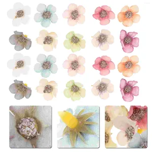 Flores decorativas 100 Pcs Boho Decoração Flor Artificial Cabeças Falsas Mini Margarida Falso Cocar DIY