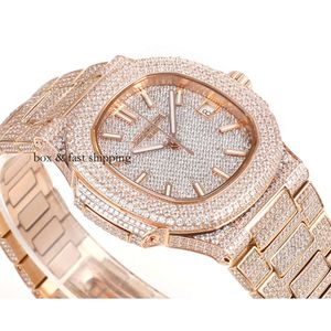 Diamond Watch Transparent AAAAA Automatyczne 40 mm pp5719 zegarki pp.324S cyrkon PP5719 Crystal Men's Sport Mechanical 9015 Superclone 637 MontredEluxe