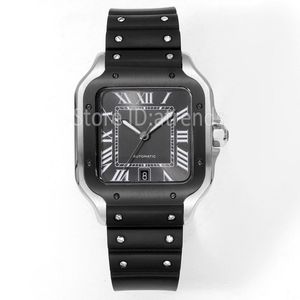 Top Stylish Automatic Mechanical Self Winding Watch Men Gold Silver Black 40mm Sapphire Glass Classic Square Design Wristwatch Rubber Strap Clock CR209