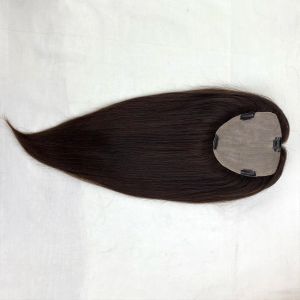 トッパーバージンヒューマンヘアシルクトップ注射肌ベースTOUPEE天然頭皮細かいヘアピースクリップヘアトッパーの女性髪