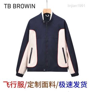 Mens Jackets TB BROWIN Autumn New Flight Suit Color Block Jacket Mens Street Style Casual Coat