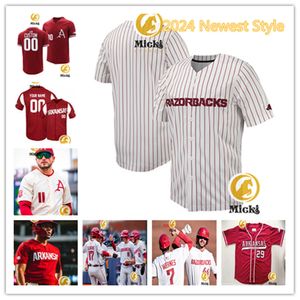 Maglia da baseball Arkansas Zack Morris Gage Wood cucita su misura 28 Koty Frank 36 Parker Coil 25 Brady Tygart 46 Christian Foutch Maglie Arkansas