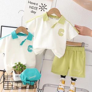 Conjuntos de roupas para meninos conjunto infantil carta camiseta shorts crianças verão algodão 2 peças 0-4