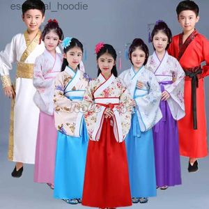 Cosplay Anime-Kostüme, alte chinesische Tang-Dynastie, für Kinder, Urlaub, Bühnenaufführung, Outdoor, für Jungen und Mädchen, chinesisches traditionelles Han-Fulai-Satin-Gewand C24321