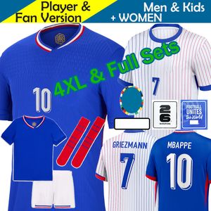 2024 25ファンプレーヤーフレンチサッカージャージーベンゼマジルードMbappeグリーズマンサリバパバードカンテマイロットデフットエクイプアウェイキッズキットジャージーフットボールシャツホーム女性S-4XL