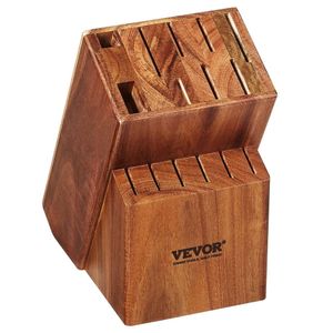 Bentizm 15 gniazdo bez noża, Acacia Wood Universal Holder blat Butcher Block Stand z zestawem podkładek bez poślizgu łatwe do przechowywania kuchni