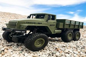 116 High Speed ​​RC Car Military Truck 24g Sixwheel Remote Control Offroad Climbing Vehicle Model Toy for Kids Birthday Present 2018095033