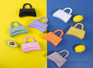 Fashion girls candy color jelly handbags children metals chain single shoulder bag women messenger lipstick bags Q07129377484