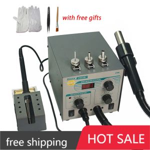 QUICK 706W+ Digital Display Hot Air Gun + Soldering Iron Anti-static Temperature Lead-free Rework Station 2 In 1 with 3 Nozzles