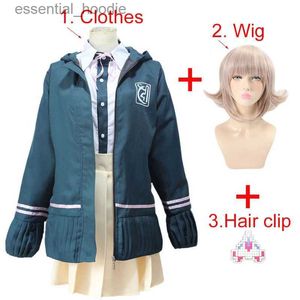 cosplay Costumi anime Uniforme da dentista delle scuole superiori anime Dangarompa mi Chiaki gioco di ruolo con giacca a maniche lunghe e gonna loli a maniche corteC24321