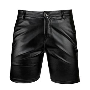 Herrläder shorts elastiska mode pu läder korta byxor dansfest 240320