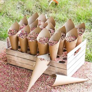 Party Decoration 120st Wedding Confetti Petal Kraft Paper Flower Cones Favor