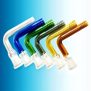 Heady glass bongs Hookah/Colored glass drain pipe smoking pipe with 90 degrees and 14mm internal thread, with 6 notches, used for beaker water pipe fittings