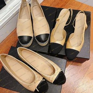 Mirror Quality Ballet Flat Slingback Sandal High Heels Fisherman Shoes Espadilles Ballet Shoes Woman Party Dress Shoes Chunky High Heel Letter Bow Ballerina