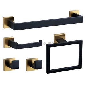 Towel Rings Wall Mount Stainless Steel Towel Bar Towel Ring Roll Paper Holder Bathroom Hardware Black Gold Robe Hook Bathroom Accessories 240321